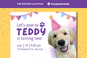 Let's Paw-ty Pet Birthday Invitation, a Design Template by TemplateCastleStore (Thumbnail 1 of 9)
