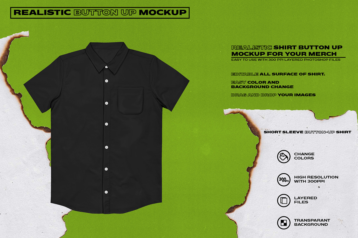BUTTON UP SHIRT, a Merchandise Mockup by Easybandits (Photo 1 of 3)