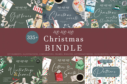 HOHOHO Christmas watercolor BUNDLE