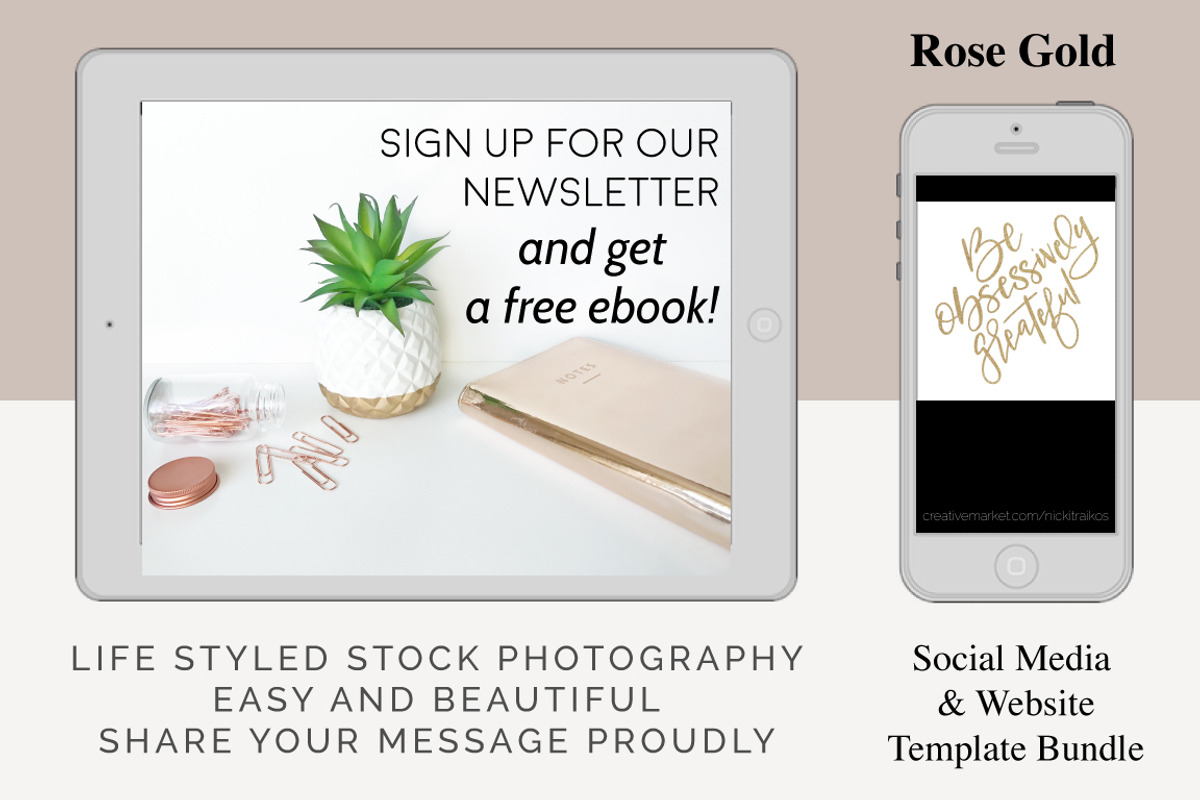 Rose Gold Bright and Simple Desktop, a Social Media Template by life i design by Nicki (Photo 2 of 3)