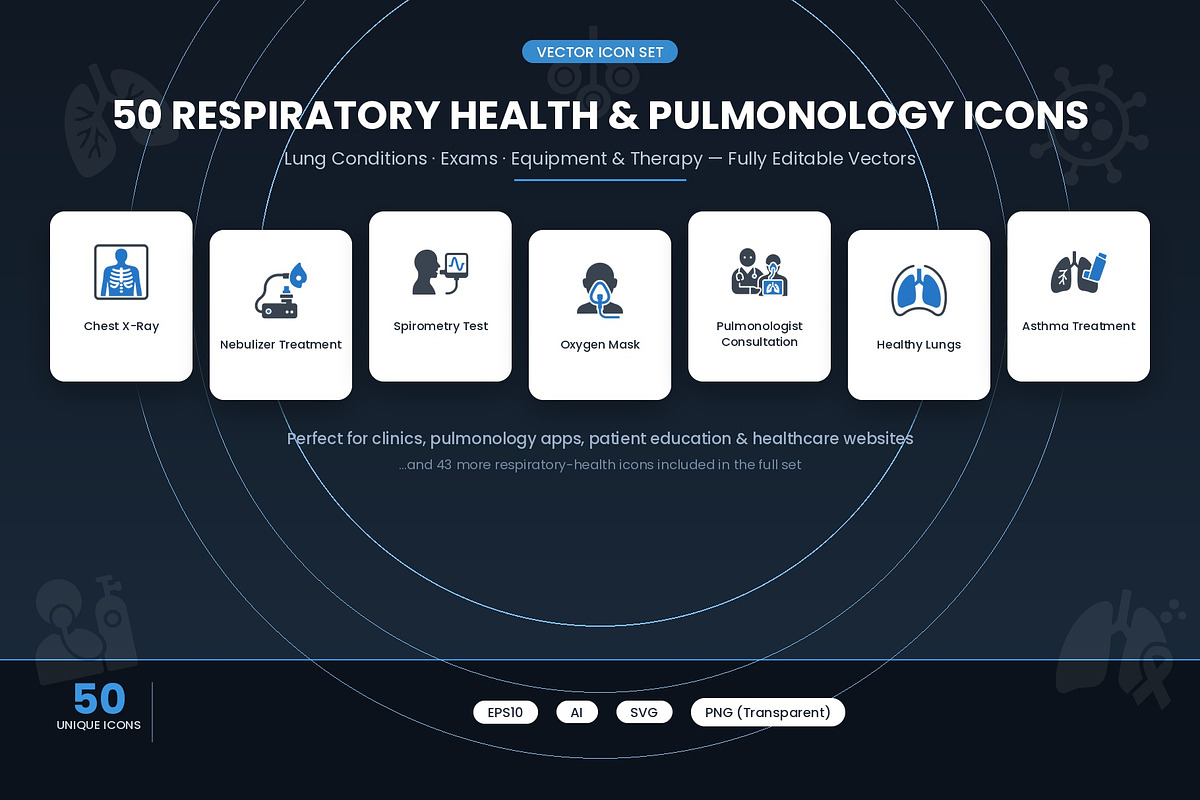 50 Respiratory & Pulmonology Icons, a Duotone Icon by Symbolic Language (Photo 1 of 3)