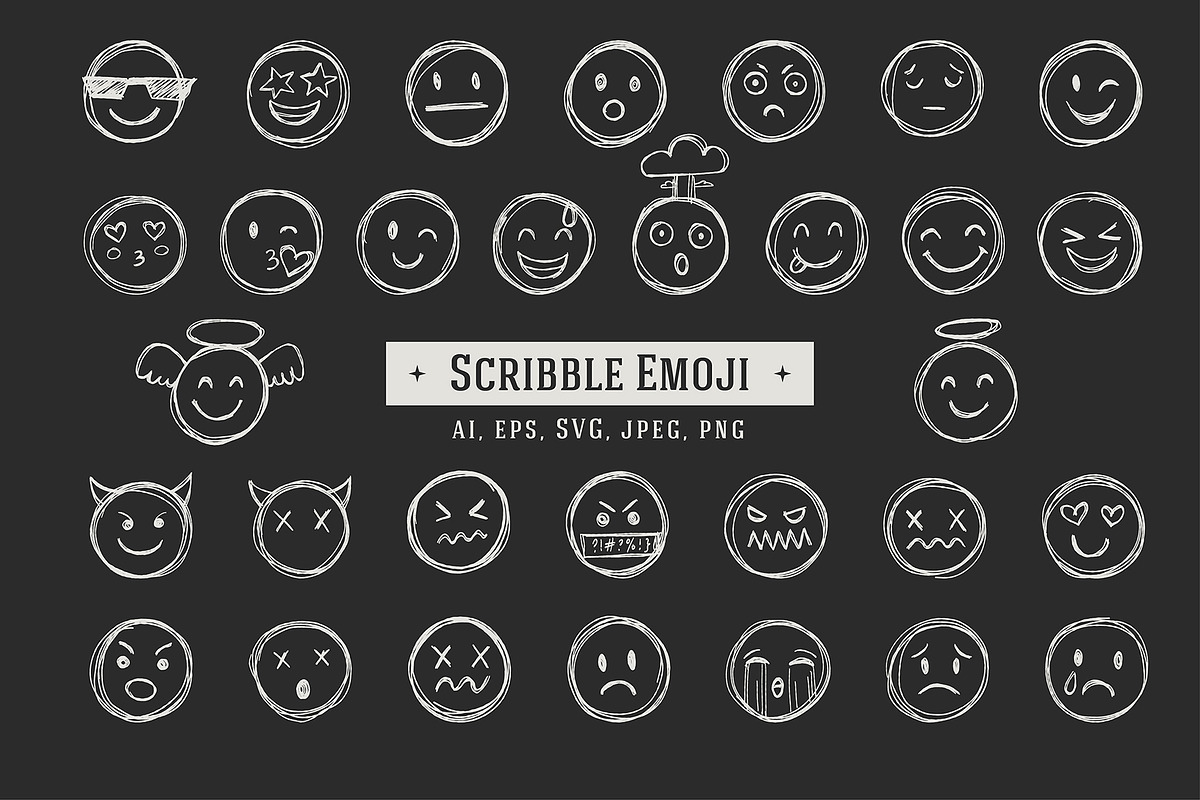 31 Scribble Emoji, an Object Graphic by helenreveur