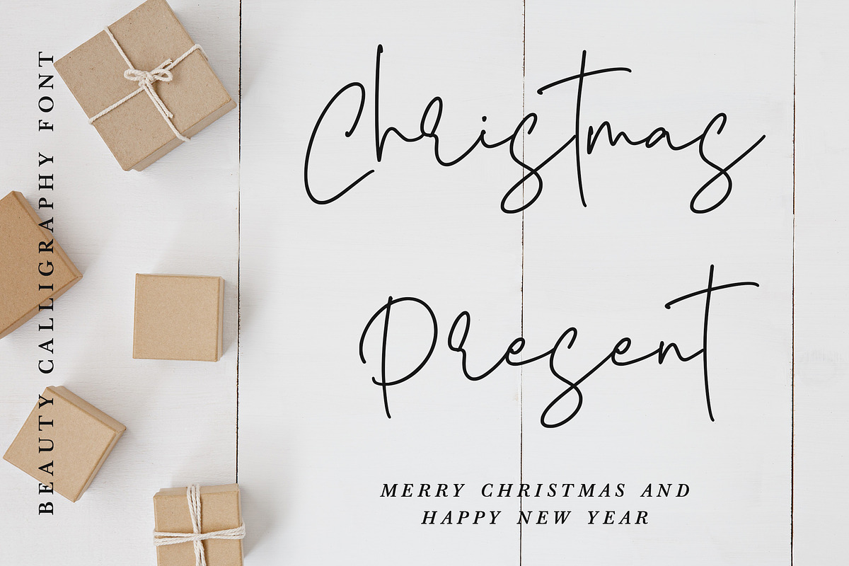 Yearbook Christmas - Calligraphy, a Handwritten Font by Arendxstudio (Photo 2 of 9)