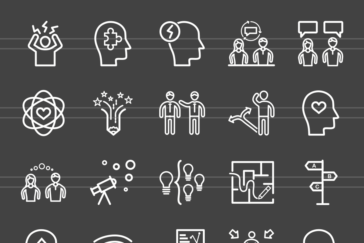 50 Soft Skills Line Inverted Icons, an Outline Icon by IconBunny