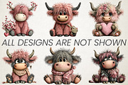 Whimsical Valentine Highland Cow PNG, an Animal Illustration by RobertsArt (Thumbnail 6 of 6)