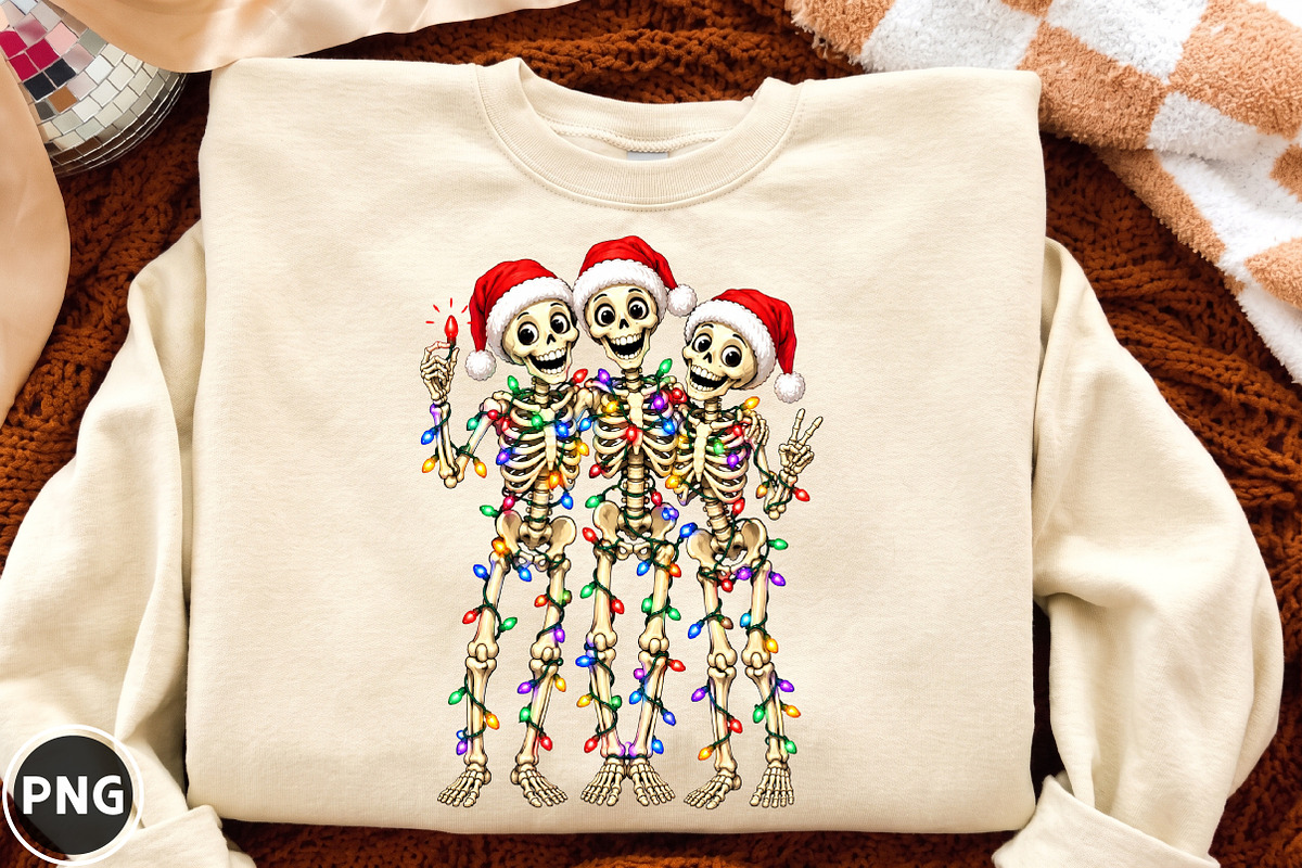 Funny Christmas Skeleton Santa Hat, a Seasonal Illustration by designcity5 (Photo 1 of 4)