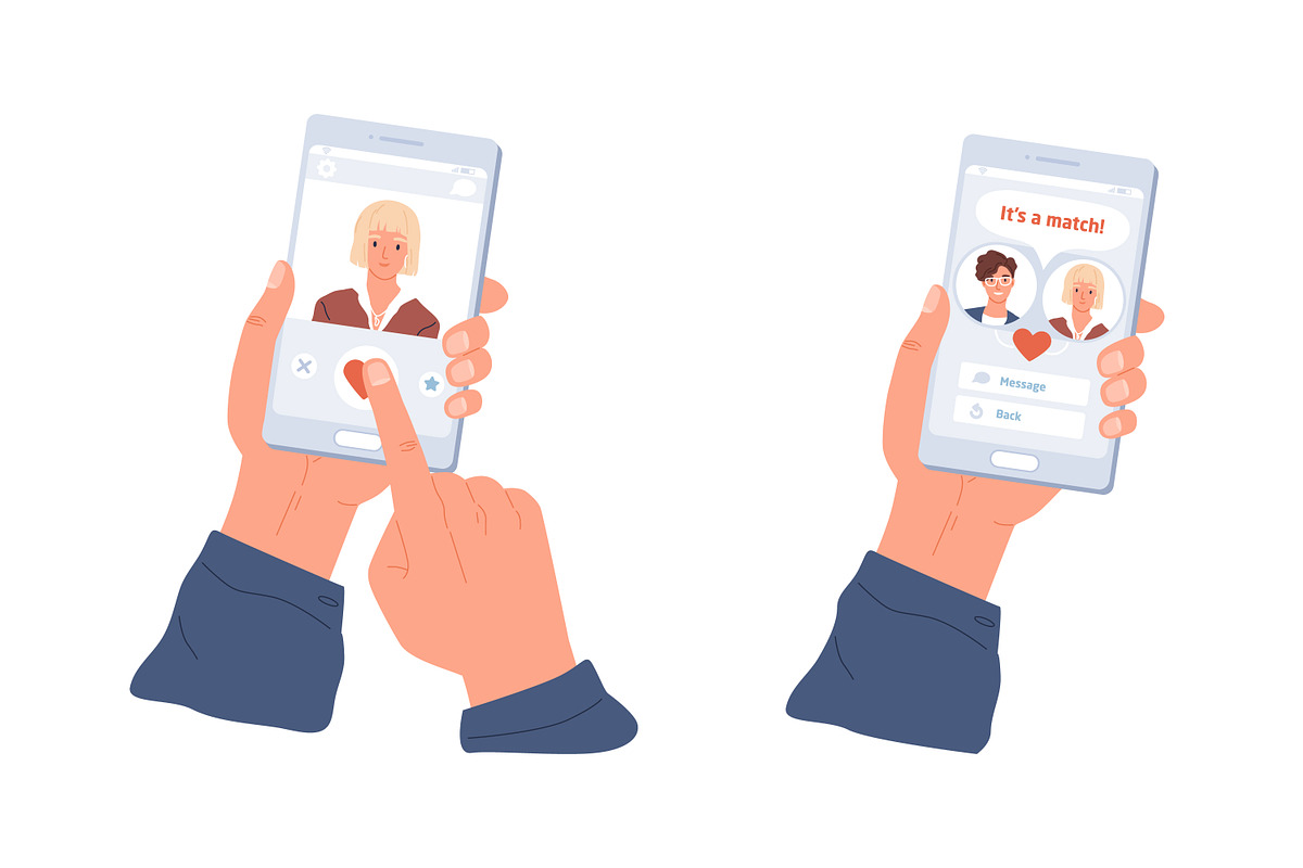 People using dating app set, a Technology Illustration by Good Studio (Photo 2 of 6)