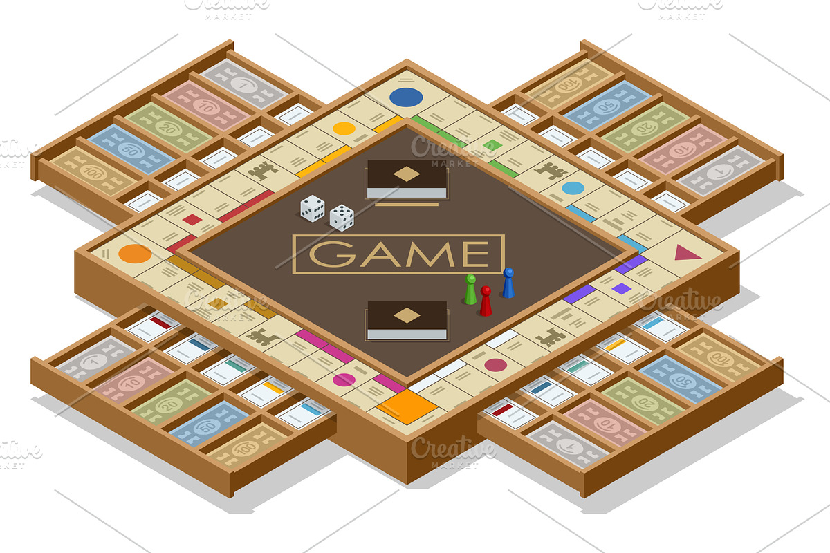 Monopoly style board game. Isometric, an Object Illustration by Golden Sikorka