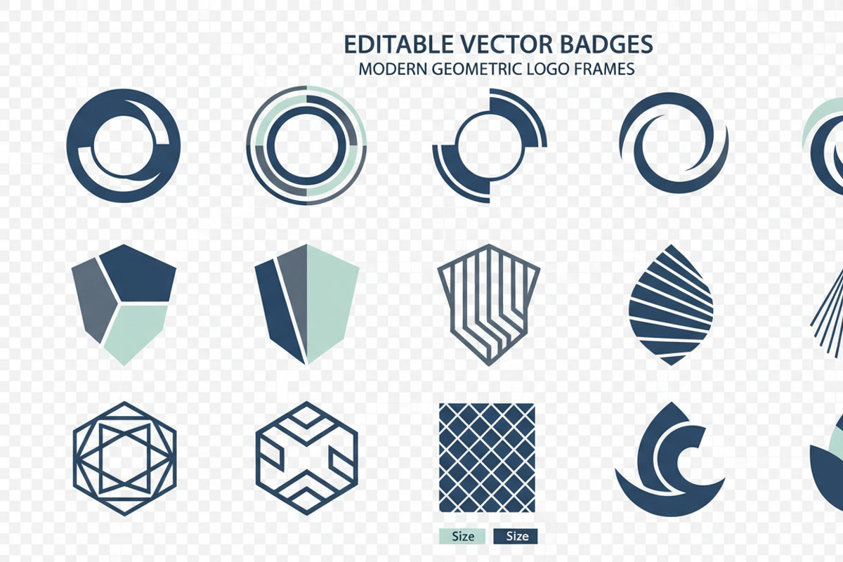 24 Minimal Geometric Logo Frames, an Emoji Icon by adenpinkstore (Photo 5 of 12)