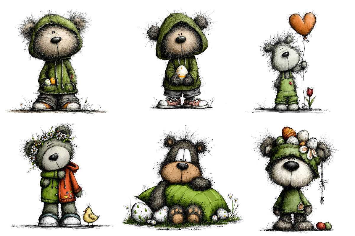 Whimsical Spring Teddy Bear Clipart, an Illustration by CreationArt (Photo 4 of 6)