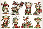Woodland Christmas Animals Clipart, an Illustration by Dream Creation (Thumbnail 3 of 7)