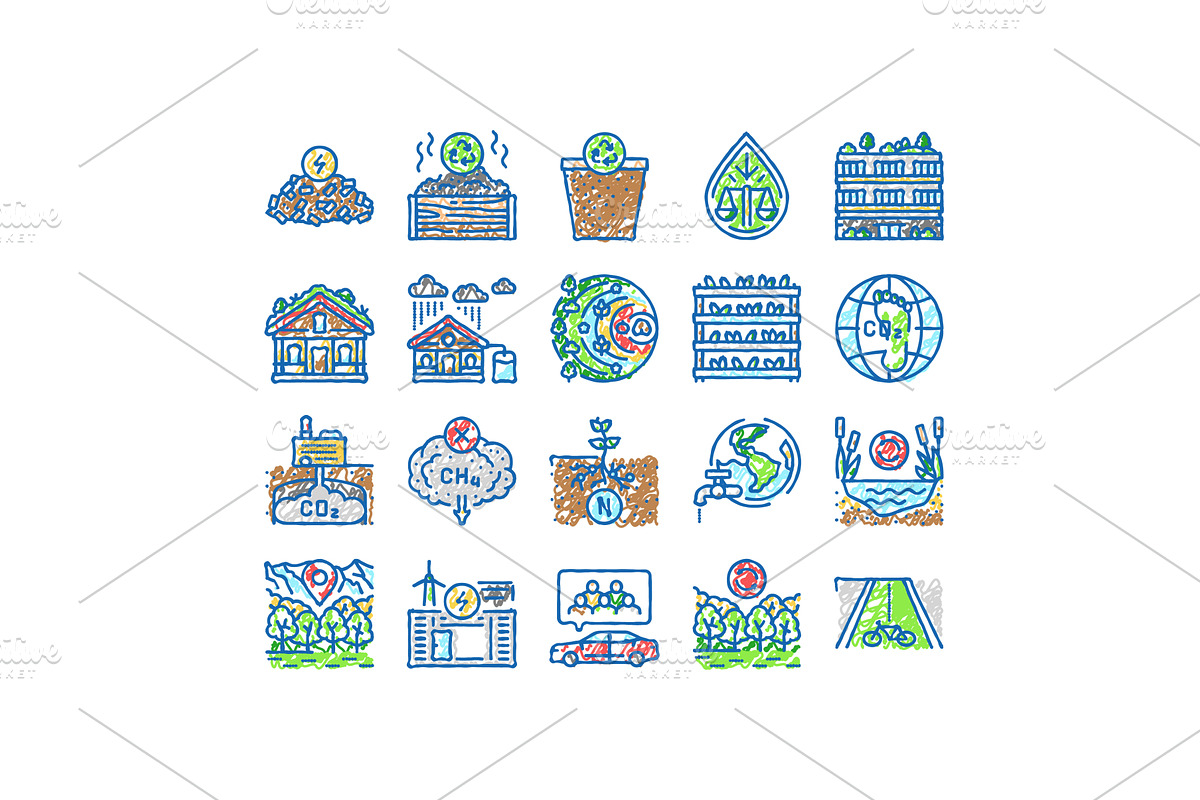 green environment earth nature icons, an Object Illustration by pikepicture