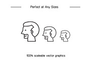 Human Head Avatars Set, an Outline Icon by Designfour (Thumbnail 7 of 7)