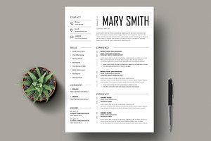 Minimal Black White CV Resume, a Resume Template by MightyDesign