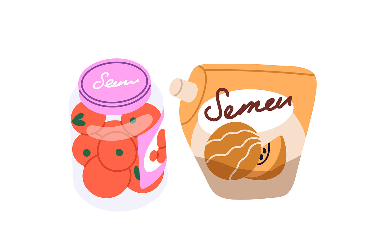 Tin cans and bottles, preserves set, a Food Illustration by Good Studio (Photo 5 of 6)