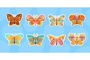 Set Of Bright Butterflies. Cute