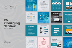 EV Charging Station Marketing kit, a Social Media Template by thedesignsource