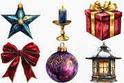 Watercolor Moody Christmas Clipart, an Illustration by Canvas Craft (Thumbnail 3 of 8)