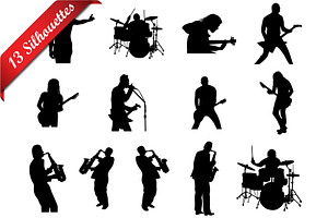 Rock And Jazz Musicians Silhouettes, a Person Illustration by Pavel Vectors
