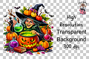 10 Halloween Witch Clipart PNG, a Graphic by Clipart Studio (Thumbnail 10 of 11)