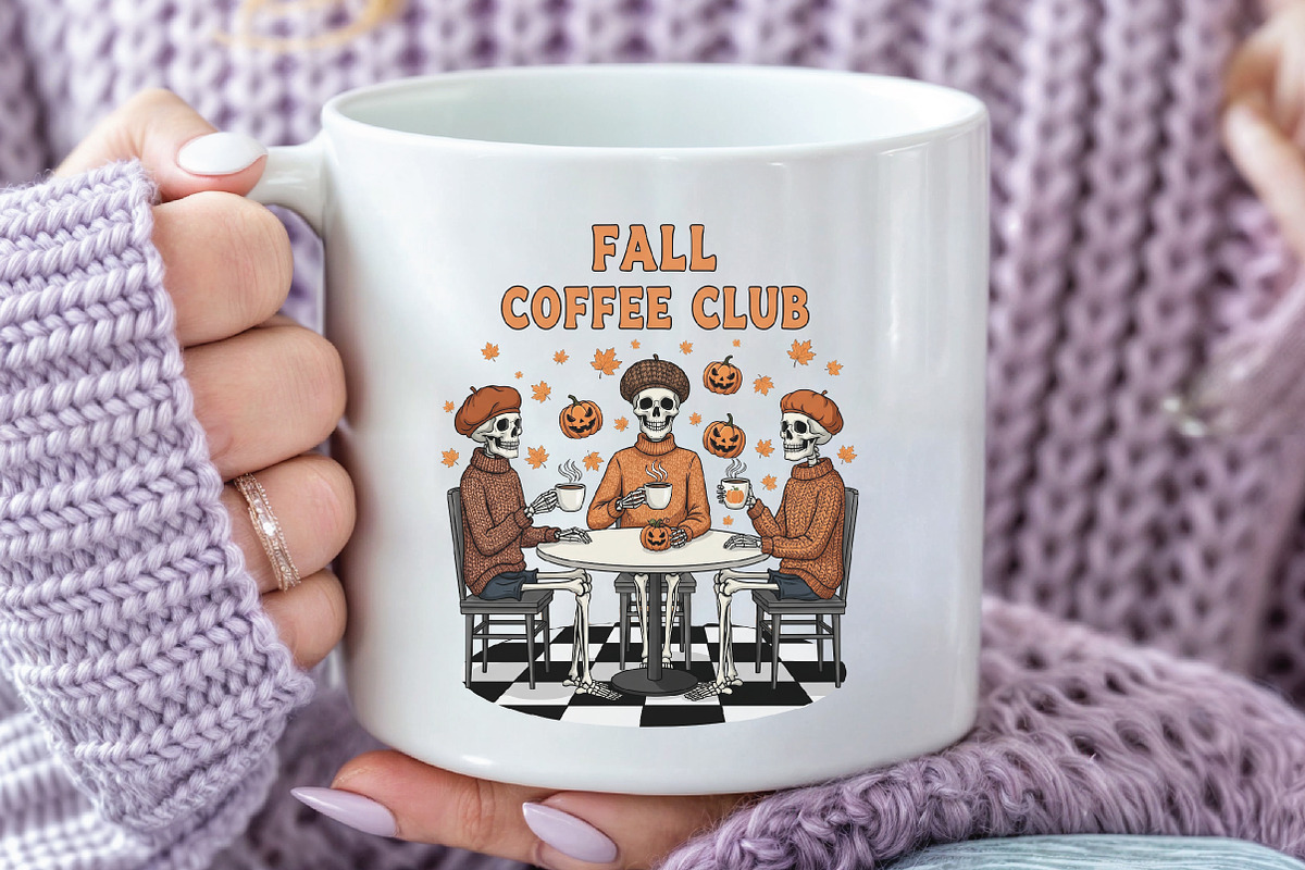 Fall Coffee Club Spooky Season PNG, an Illustration by CraftArtStudio (Photo 2 of 4)