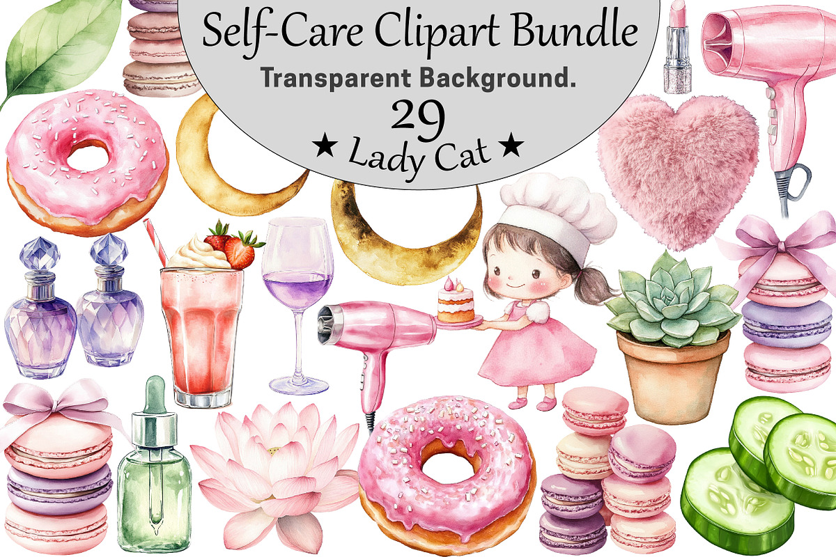 Watercolor Self-Care Clipart Bundle, an Illustration by CitraGraphics (Photo 1 of 5)