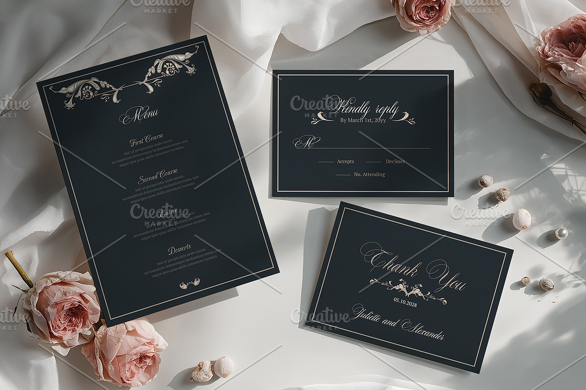 Elegant Baroque Wedding Stationery, an Invitation Template by ilustrinna (Photo 9 of 9)