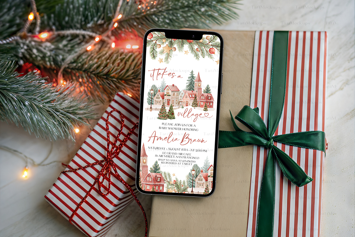 Christmas Phone Mockup Striped Gift, a Product Mockup by TatiMockup (Photo 4 of 5)