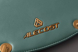 3D Metal Logo On Leather Mockup