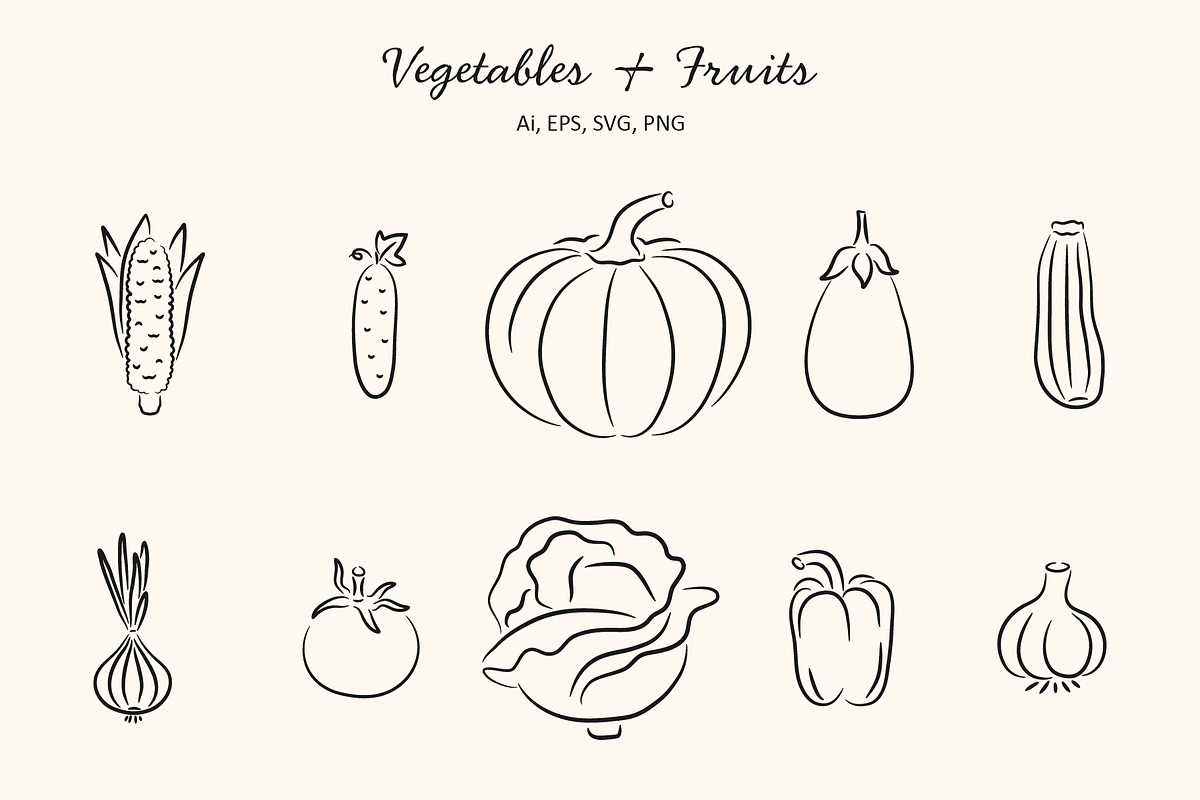 Farmers market illustration set, an Object Illustration by NatalieArtShop (Photo 5 of 16)
