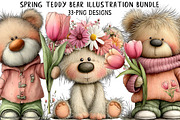Spring Teddy Bear Illustration Bundl, an Illustration by Daily.Designs (Thumbnail 1 of 8)