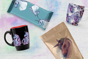 Magical Purple Unicorn PNG Set