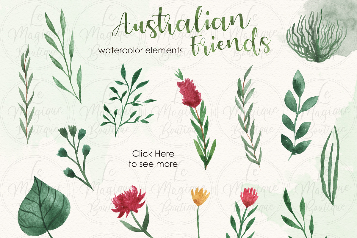 Australian Friends Watercolor Set, an Animal Illustration by LeMagiqueBoutique (Photo 3 of 5)
