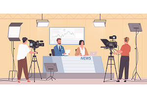 TV news studio workers, a Person Illustration by Good Studio