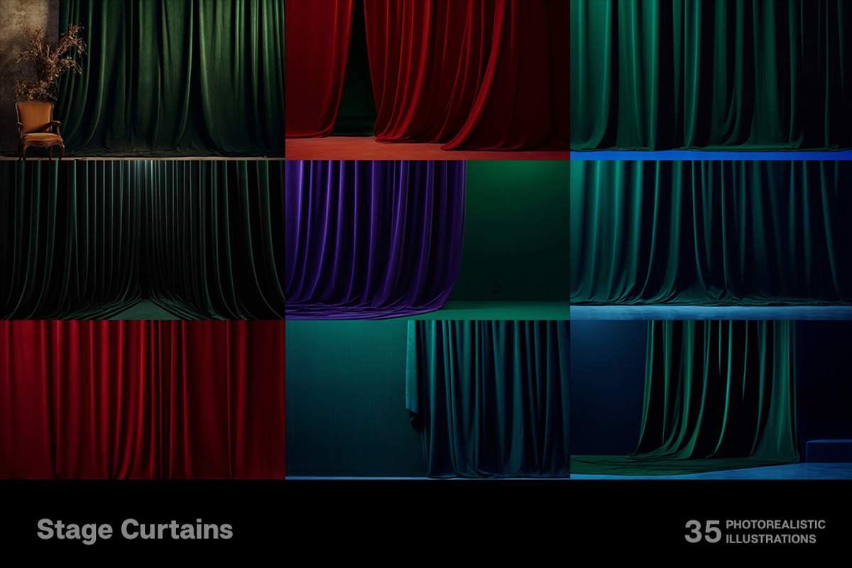 Stage Curtains. Collection, a Decorative Illustration by Handmadefont (Photo 6 of 10)