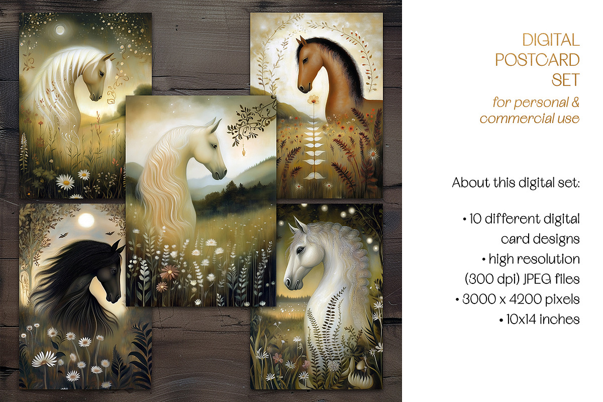 Fantasy Horses On A Flower Meadow, an Animal Illustration by The Dutch Lady Designs (Photo 7 of 7)