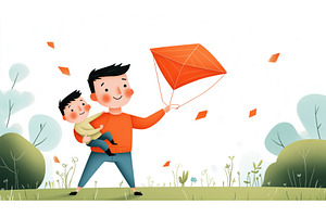 Illustration of a father holding his, an Illustration by Sergey Kotenev