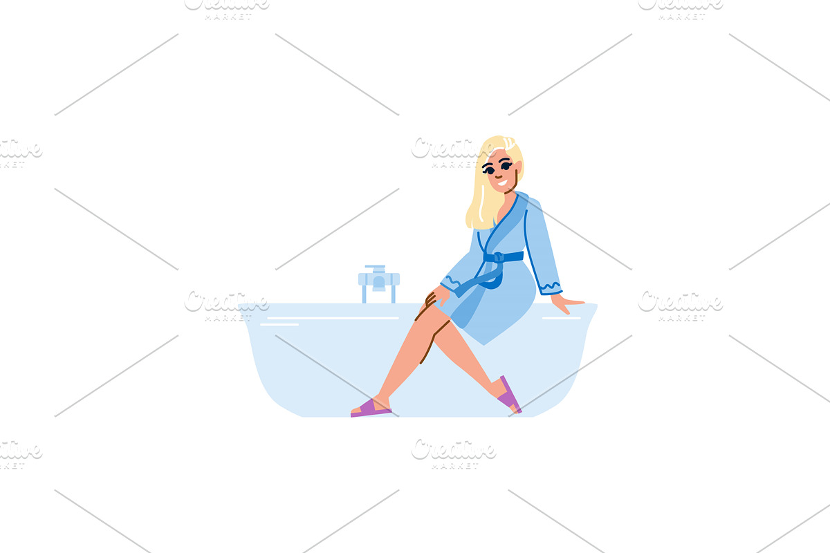 Smiling woman wearing bathrobe, a Person Illustration by pikepicture