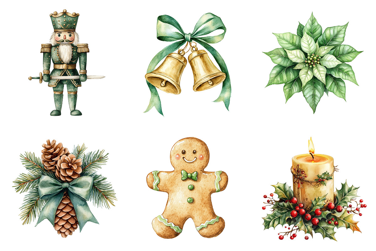 Vintage Green Christmas Winter PNG, an Illustration by SinaCreation (Photo 2 of 7)