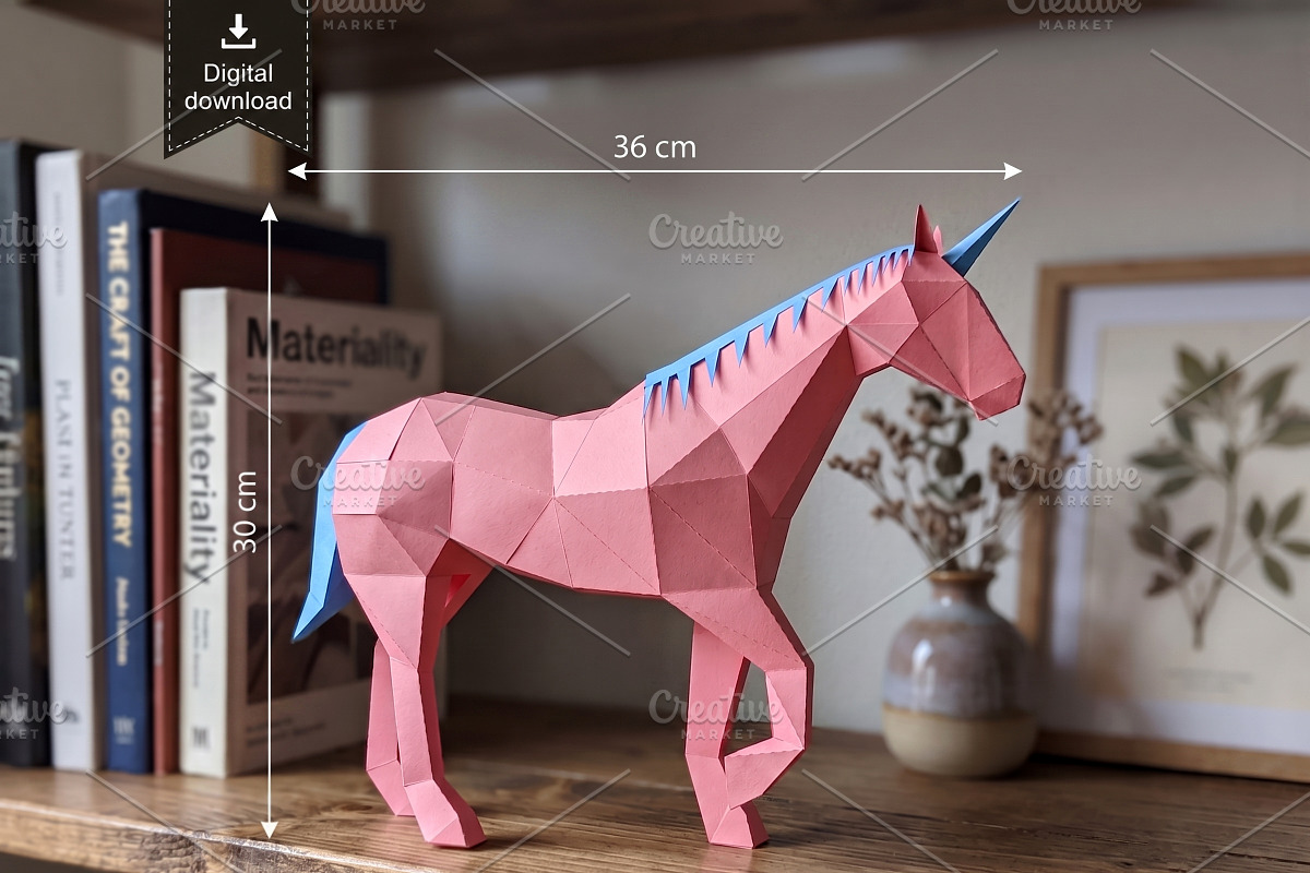 Unicorn sculpture - 3d papercraft, a Card Template by PAPER amaze (Photo 1 of 4)