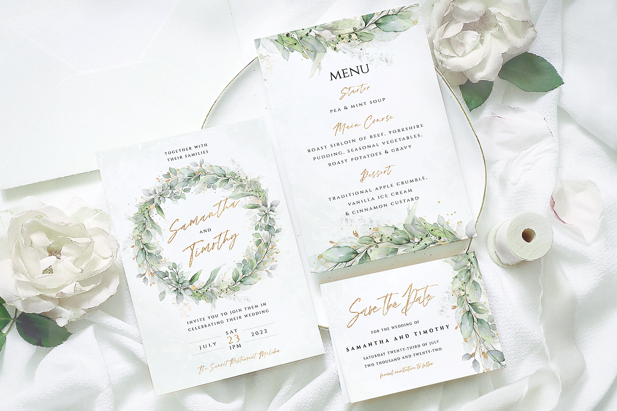 Eucalyptus Wedding Invite Suite, an Invitation Template by R Whitehurst Design (Photo 1 of 6)