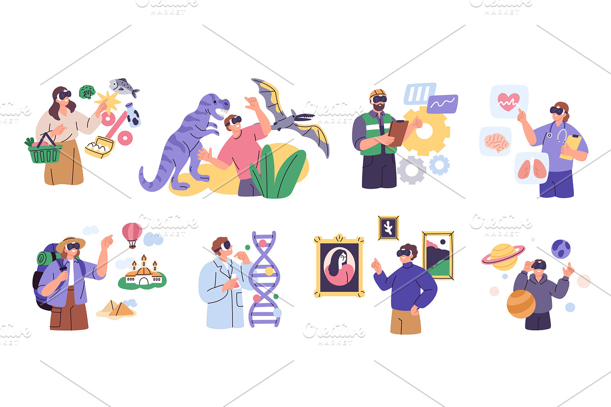 People wearing augmented reality, an Education Illustration by YummyBuum