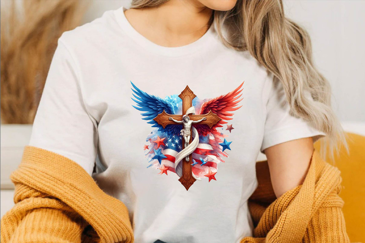 Christian Cross 4th of July USA Bow, an Illustration by SVGArt (Photo 2 of 6)