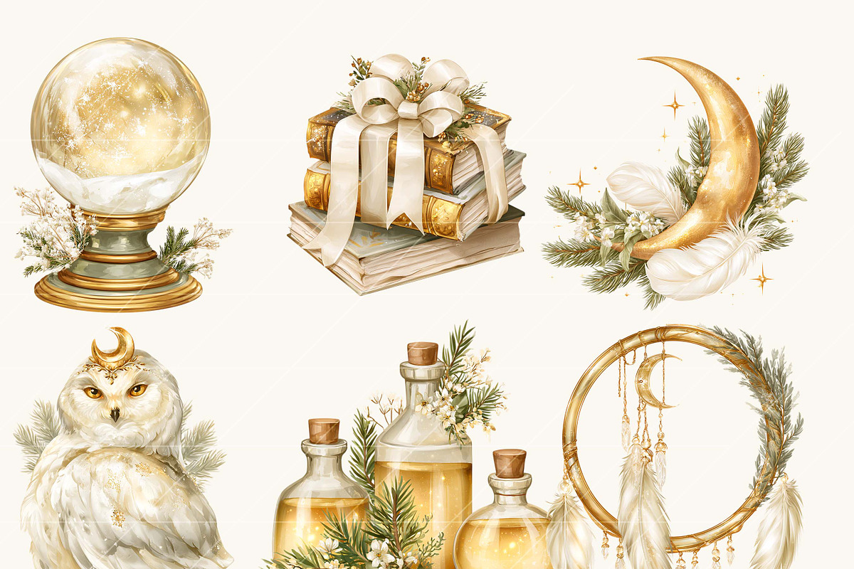 Celestial Winter Wonderland Clipart, an Object Illustration by BusyDaydesign (Photo 2 of 9)