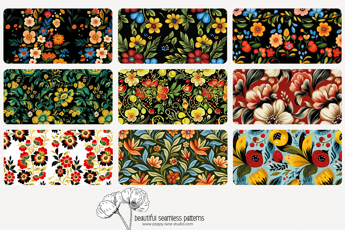 70 Khokhloma seamless pattern, a Pattern Graphic by Poppy Lane Studio (Photo 8 of 10)