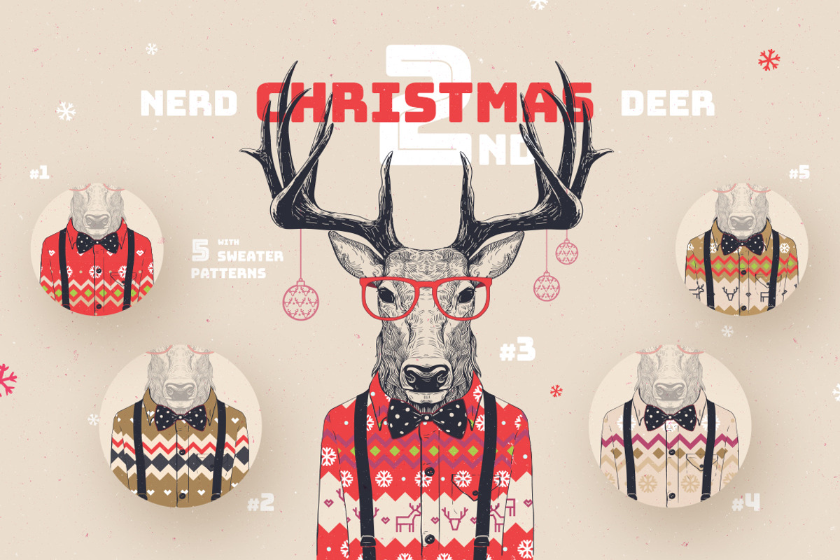 Christmas Deer Characters, an Animal Illustration by blauananas (Photo 3 of 6)