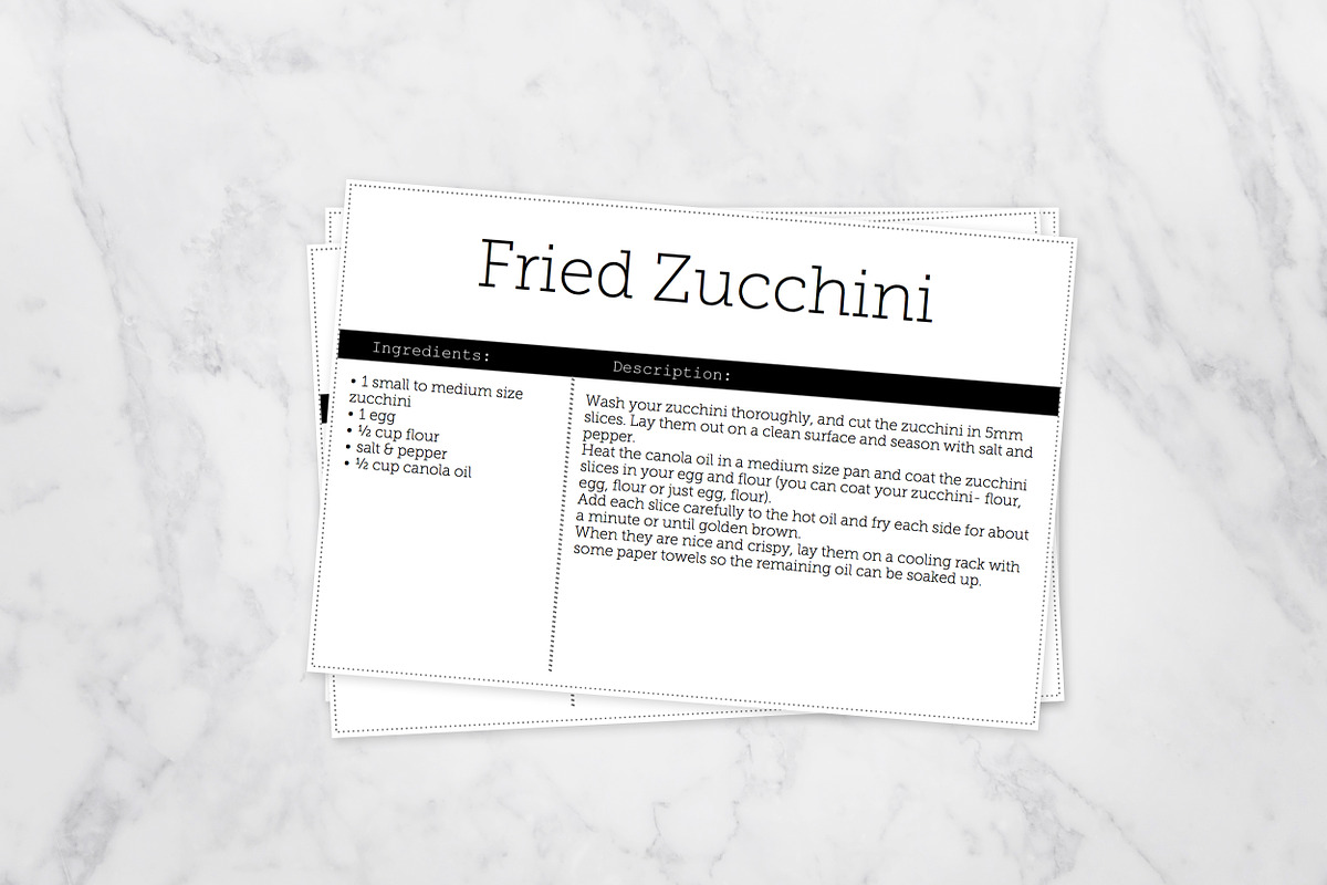 Black & White Editable Recipe Card, a Card Template by OhEverythingHandmade (Photo 1 of 2)