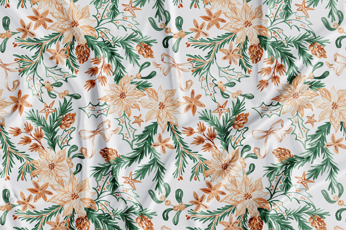 Christmas Botanicals Repeat Print, a Pattern Graphic by SirenaArt (Photo 3 of 21)