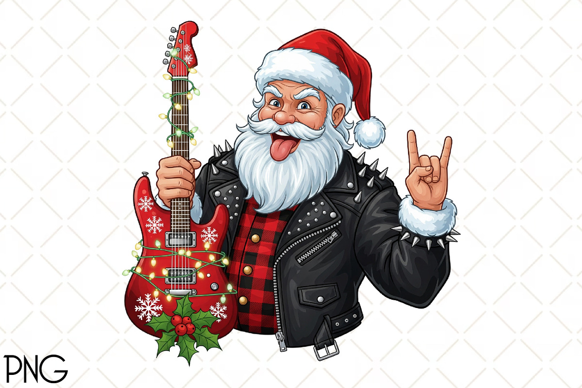 Vintage Rock & Roll Christmas Santa, an Illustration by Black Bird Studio (Photo 1 of 4)