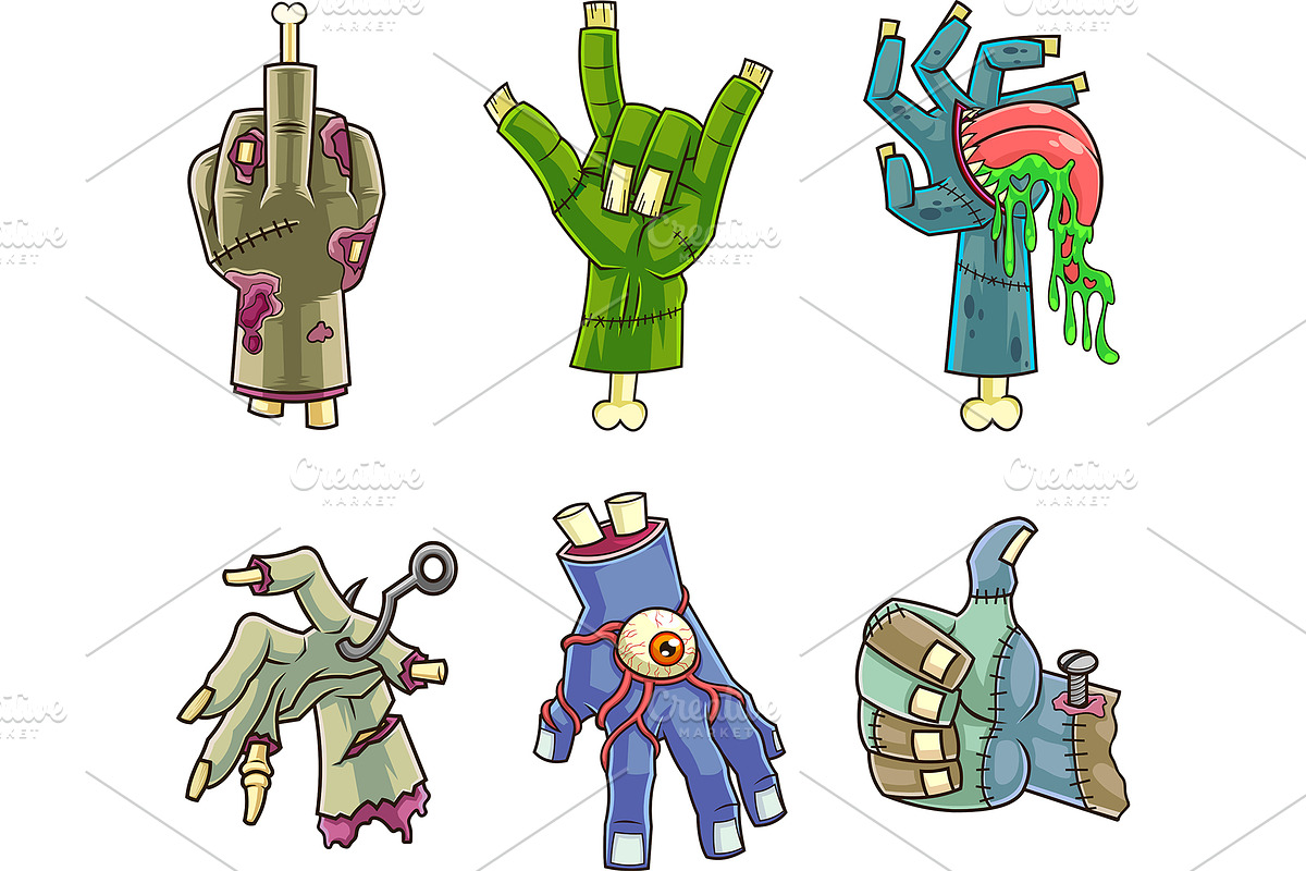 Halloween Cartoon Zombie Hands, an Illustration by HitToon